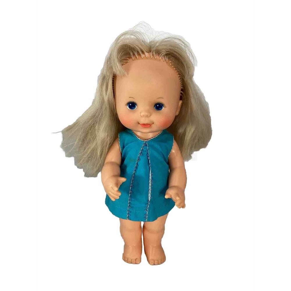 1980 IDEAL TOY 12" Doll H-341 Blonde Rooted Hair Blue Eyes Rosy Cheeks